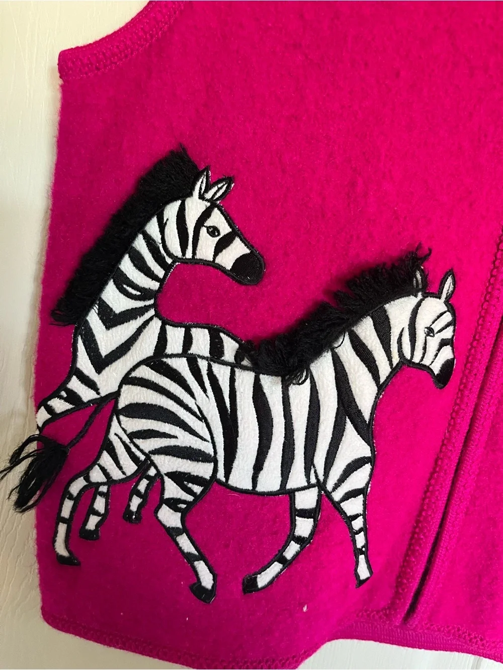 Lisa International Bright Hot Pink Wool Zebra Zip Vest - Picture 2 of 4